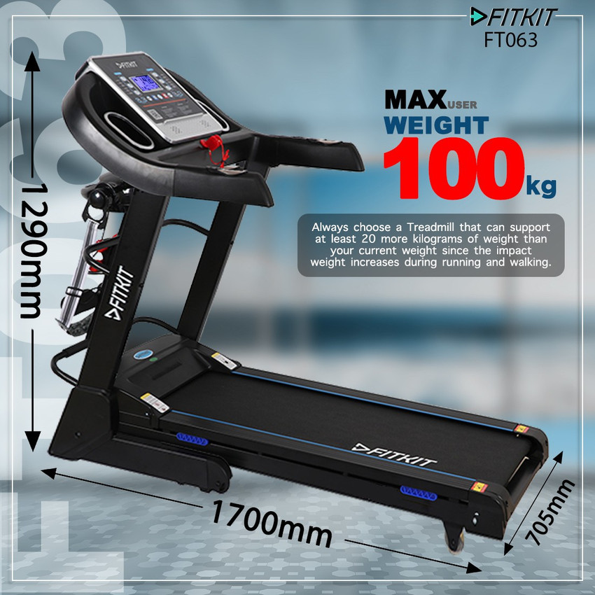 FITKIT by Cultsport FT063 7 in 1 Auto Incline Motorized Multi Functional Free Installation Treadmill