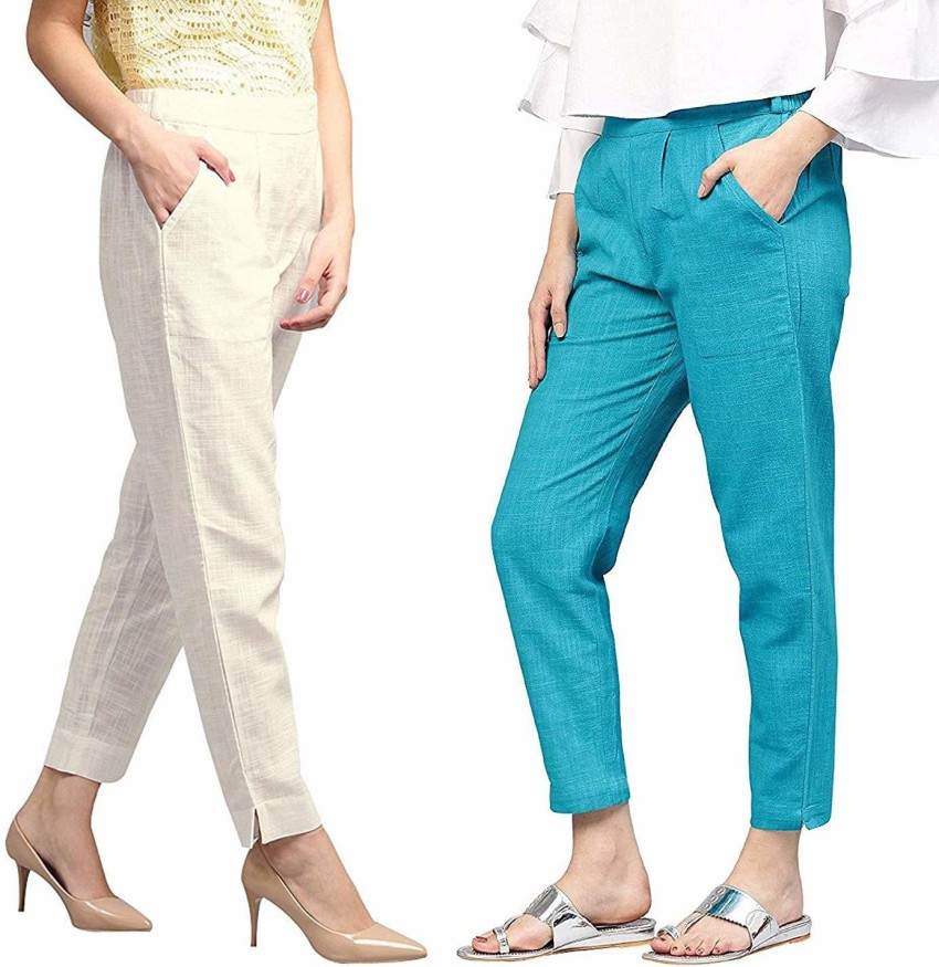 DIGITAL SHOPEE Regular Fit Women White Light Blue Trousers  Buy DIGITAL  SHOPEE Regular Fit Women White Light Blue Trousers Online at Best Prices  in India  Flipkartcom