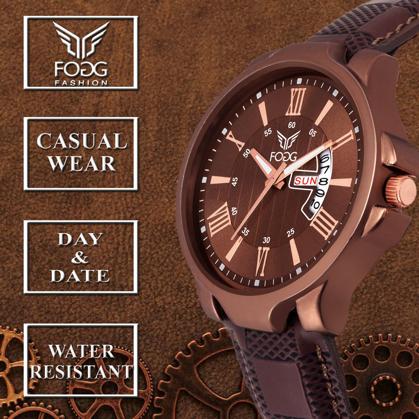 FOGG 1164 BR 1164 BR Brown Day and Date Unique New Analog Watch