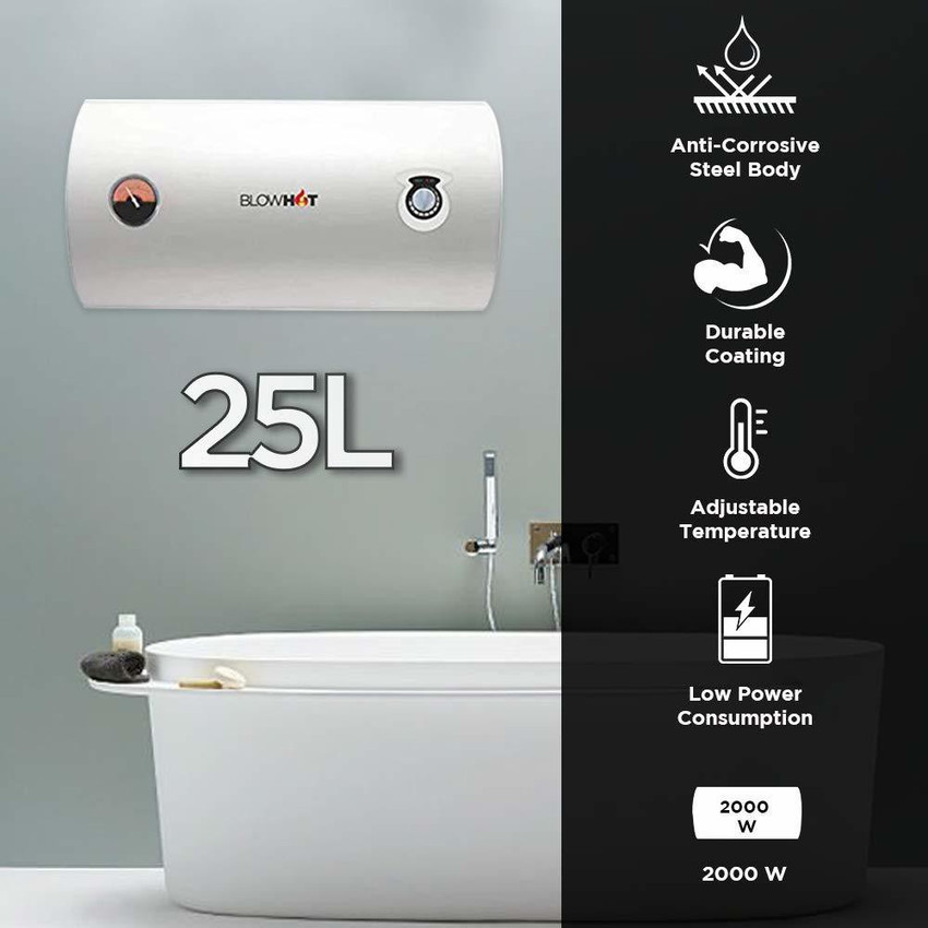 Blowhot 25 L Storage Water Geyser (Electric 25 Litre Storage Water Heater  Geyser Vapour Plus H-SERIES(2000 Watt, 5 Years Warranty, 50Hz, 230V) with  Low Power Consumption, White) Price in India - Buy