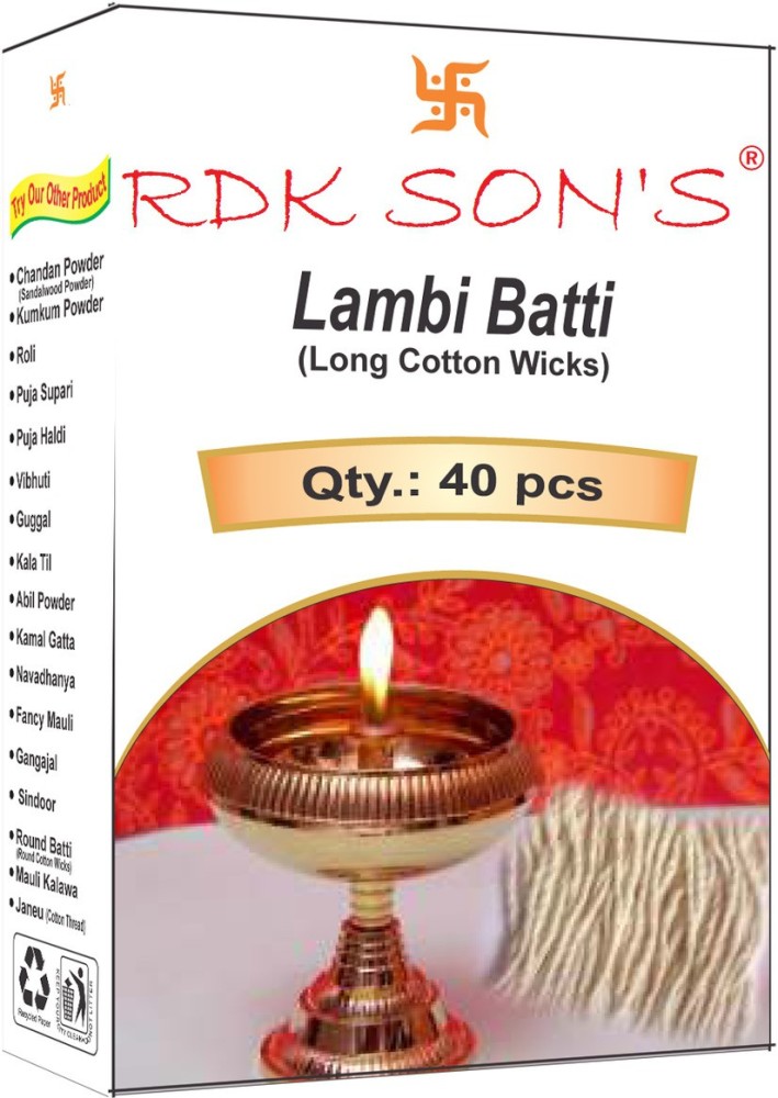 Rastogi Handicrafts Cotton Wool Oil Lamp Wicks - Approximately 70 Wicks  Indian Puja Batti Hindu Puja Rui Wick
