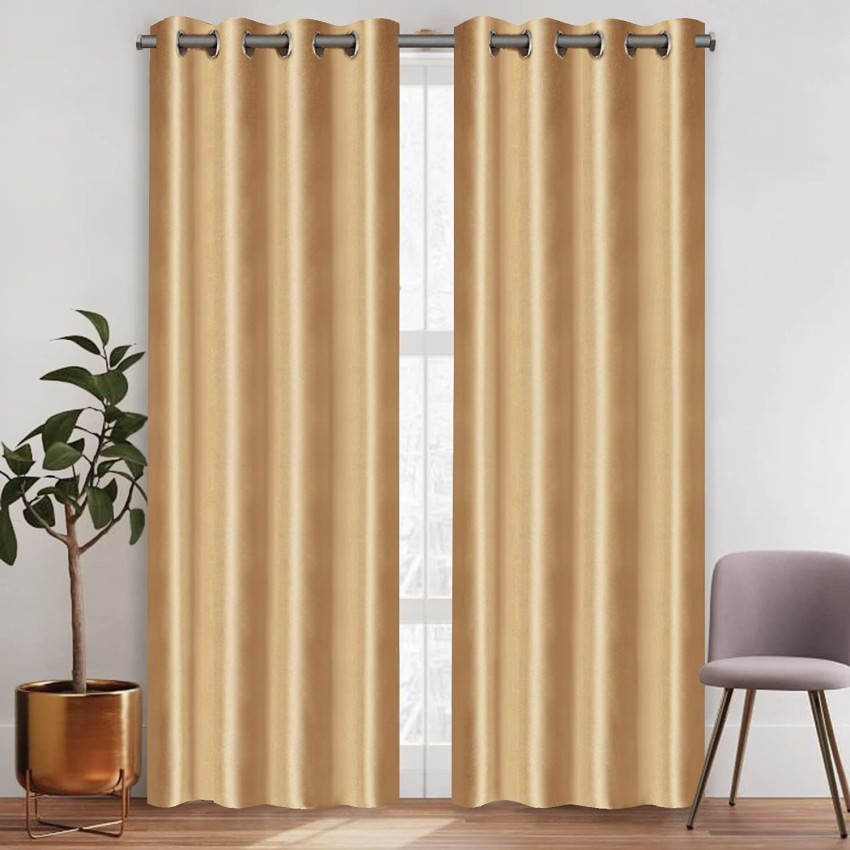 Jannat Handloom 7 Feet Ployster Curtains Packs Of 2 Colour Gold Curtain Fabric In India Online At Flipkart Com