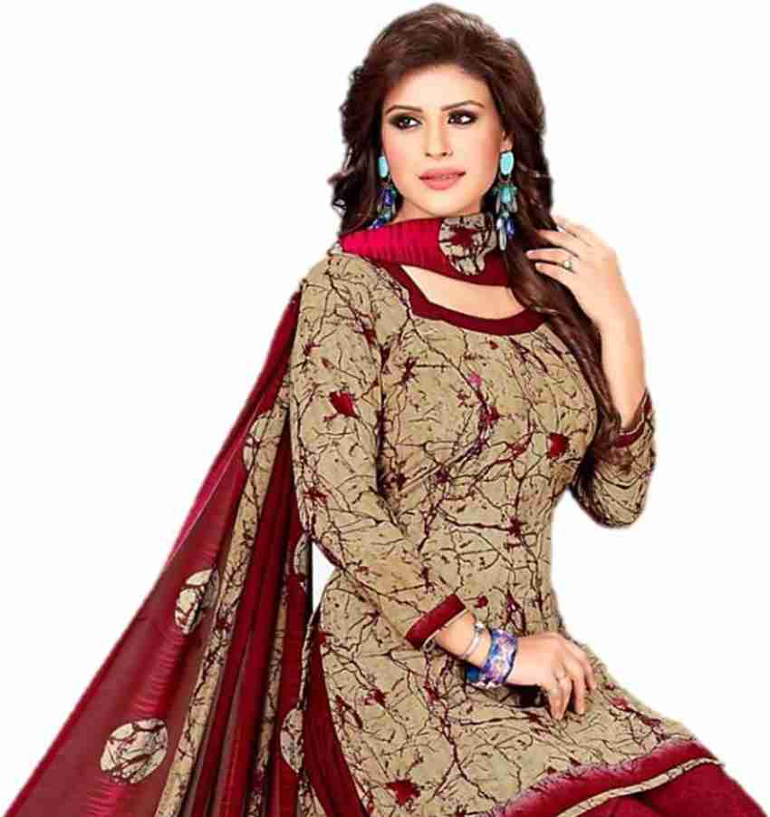 INITHI Crepe Floral Print Salwar Suit Material