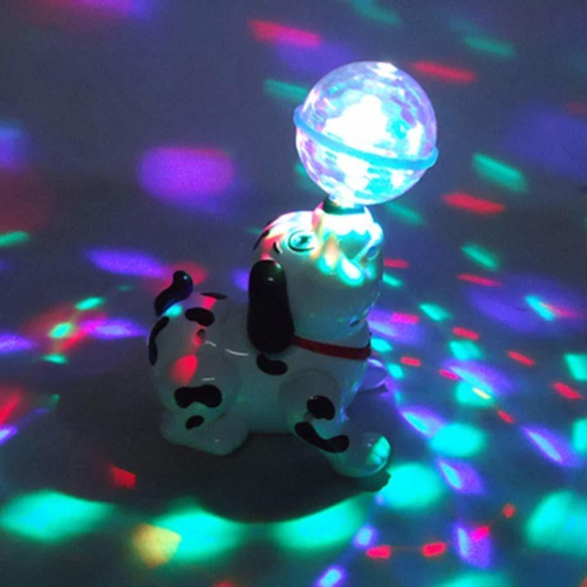 Dancing dog with 2025 music flashing lights