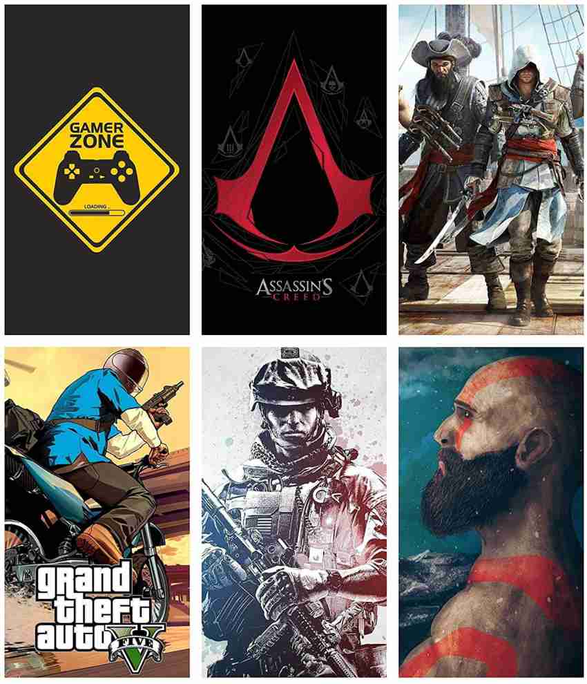 Set of 6 Gaming Wall Poster Games Room Poster Thick Glossy Posters
