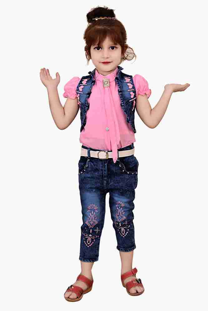 Party wear jeans top for store baby girl