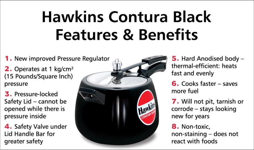 Hawkins HC65 Contura 6.5-Liter Pressure Cooker Small Aluminum