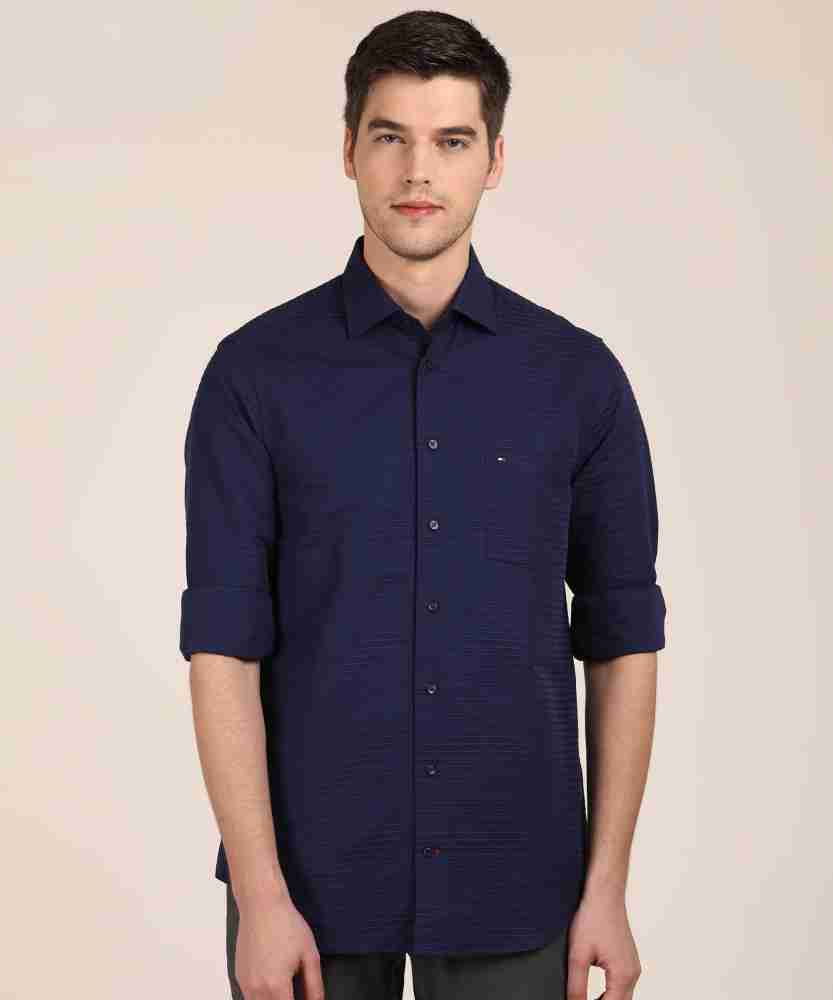 TOMMY HILFIGER Men Striped Casual Blue Shirt - Buy TOMMY HILFIGER