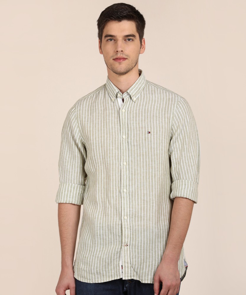 TOMMY HILFIGER Men Striped Casual White Shirt - Buy TOMMY HILFIGER Men  Striped Casual White Shirt Online at Best Prices in India