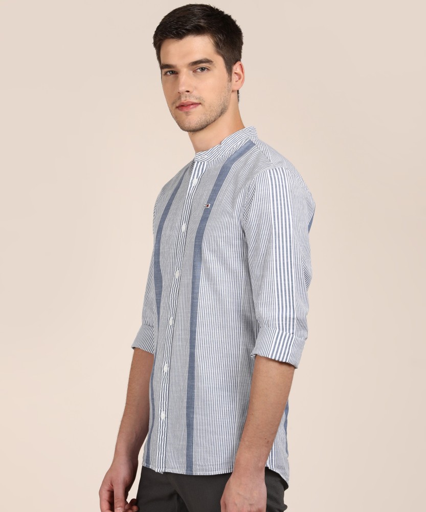 TOMMY HILFIGER Men Striped Casual White Shirt - Buy TOMMY HILFIGER Men  Striped Casual White Shirt Online at Best Prices in India