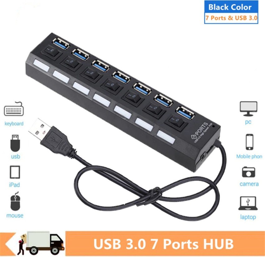  Powered USB 3.0 Hub, K&ZZ 6-Port USB Hub Splitter with 4 Faster  Data Transfer Ports + 2 Smart Charging Ports, Multiport USB Hub 3.0 Powered  for Mac, PC, Laptop, Black : Electronics