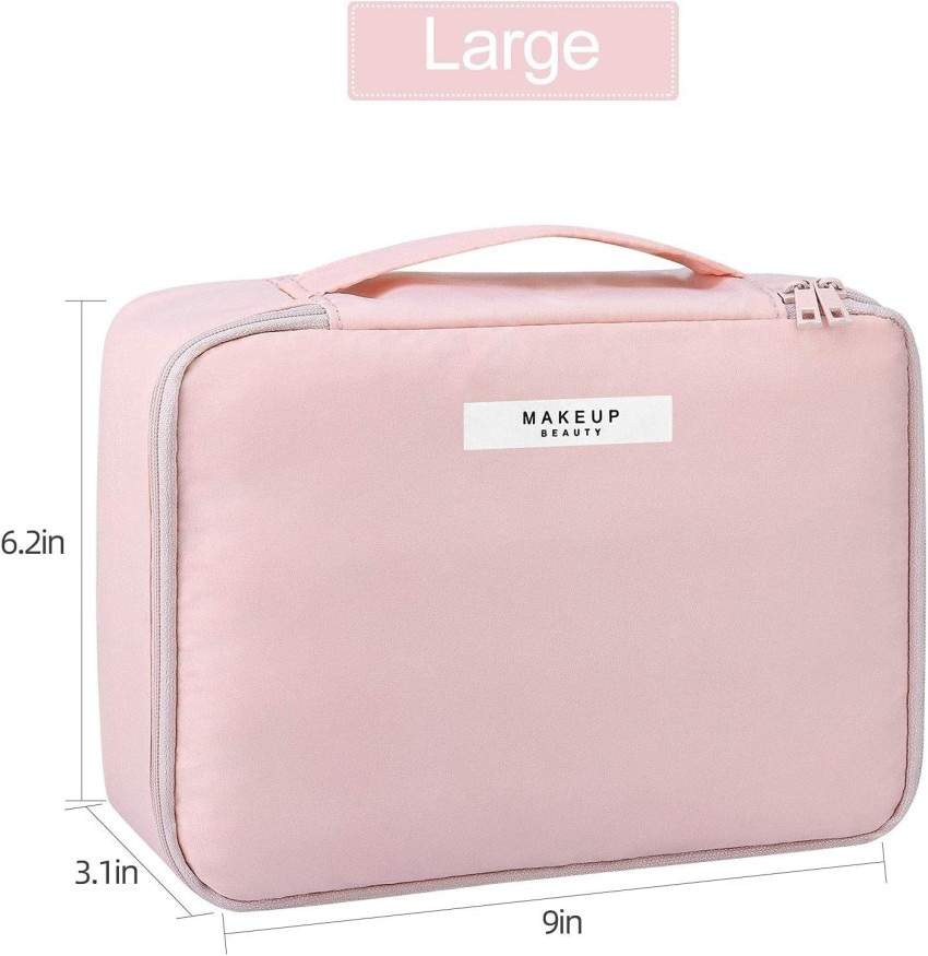 Makeup Bag - Large Capacity Travel Cosmetic Bag for Women, Multifunctional  Open Flat Toiletry Bag with Handle, Washable Waterproof Beauty Zipper