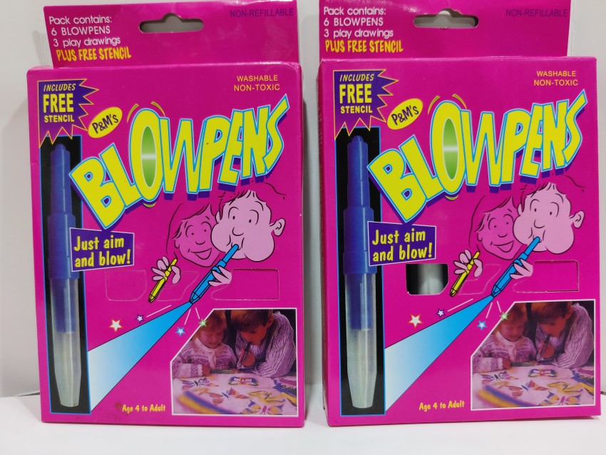 Blow Pen Art, Blow Markers Color Spray Blow Sketch Pen for Kids & Chil