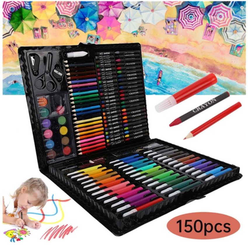 SHK Digitrade Stationery Black Artist Art Drawing Sets,  Colored Pencil Drawing Art Marker Pen Set with Oil Paint Brush Drawing  Professional Art Set Gift for Children Kids. with New Cardboard