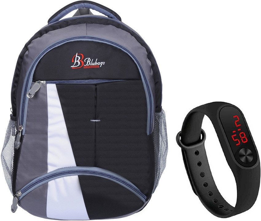 blubags College Black Color Stylish Bag For Men and Digital Led