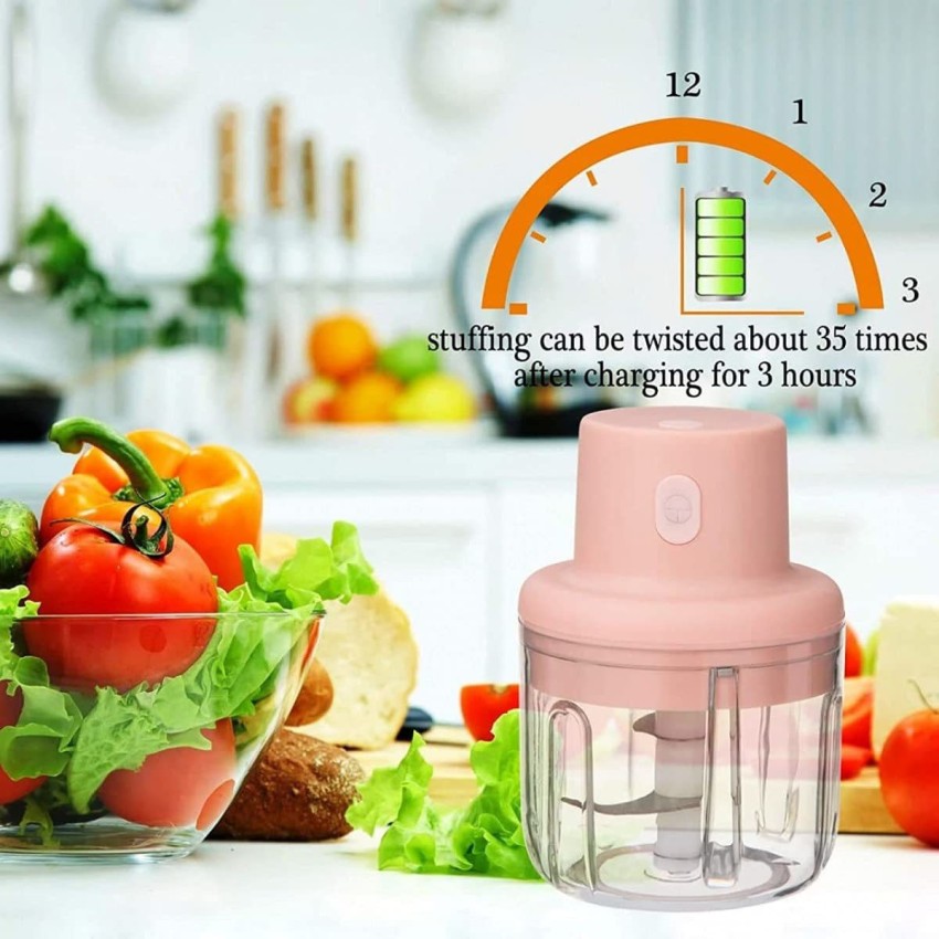 Mini Electric Garlic Chopper - 250ML Mini Food Processor Portable Garlic  Mincer with 3 Blades - USB Charging Wireless Vegetable Chopper for Garlic, Onions, Meat, Salad