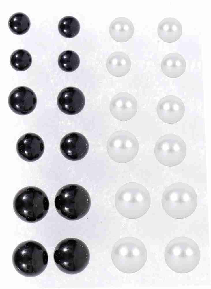  Buy Shivarth Stud Earrings White & Black Color Round Pearl  Design Medium Size Earring With Plastic Back for Girls and Women Plastic  Stud Earring Online at Best Prices in India