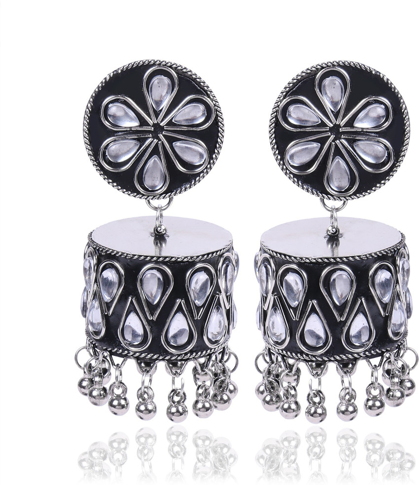 Flipkart Buy Joyful Jewels Oxidised Silver Black Antique Mirror Work Jhumki Earrings Set for Women Alloy Jhumki Earring Online at Best Prices in India