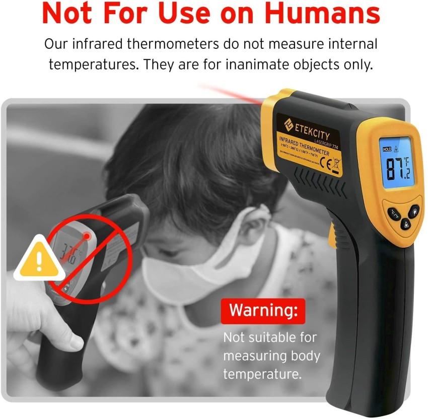 Etekcity Lasergrip 774 Non-Contact Infrared Digital Gun Thermometer -  Black/Yellow for sale online