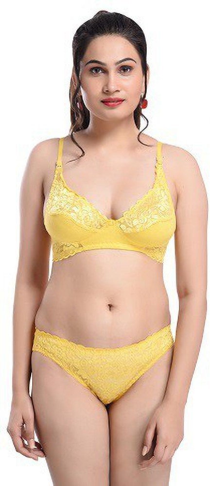 Buy online Yellow Net Bras And Panty Set from lingerie for Women by Madam  for ₹429 at 28% off