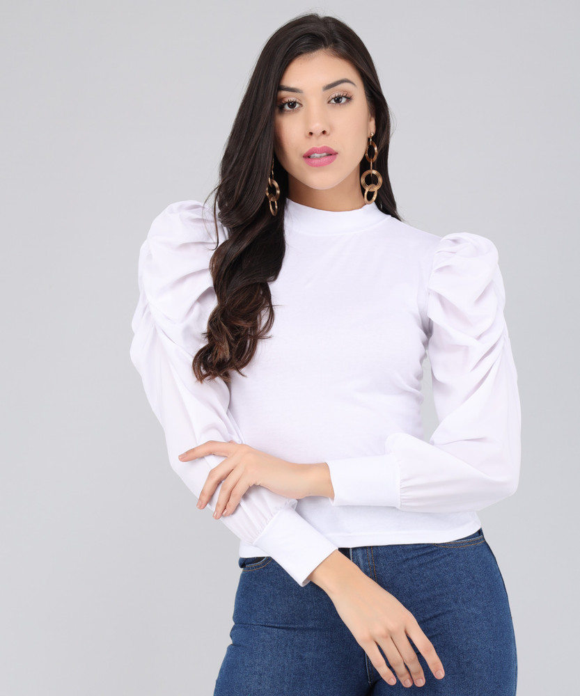 VASHRI EXPORTS Party Solid Women White Top - Buy VASHRI EXPORTS Party Solid  Women White Top Online at Best Prices in India | Flipkart.com