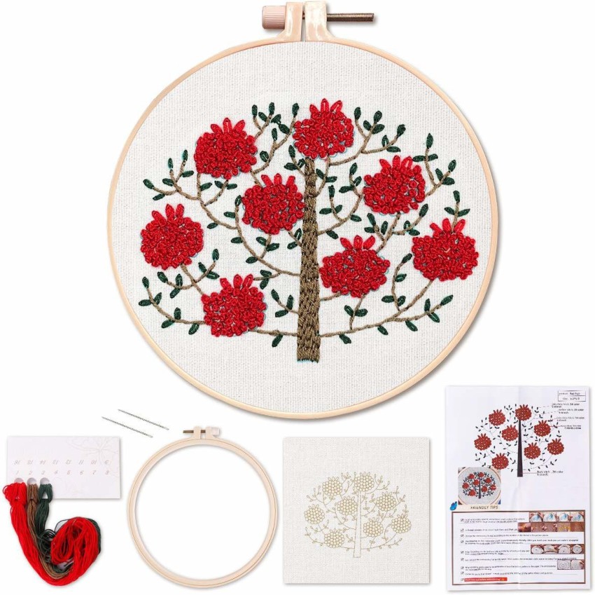 Hand Embroidery Kit for Adults Embroidery Starter Kit House and Tree Stamped Craft Pattern Cross Stitch for Adults Needlework Supplies