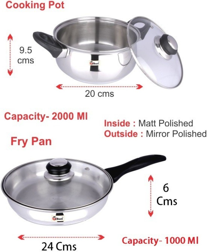 Vinod 7pc Stainless Steel Cookware Set (Frypan/Sauce Pan 2 Cooking Pot