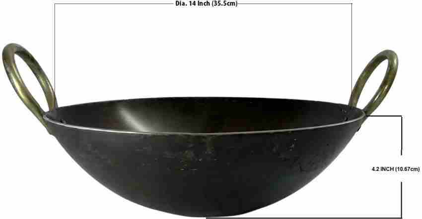 Set of 3 Iron Kadai Traditional Kadai Wok Size 8INCH (1L), 10INCH (2L),  12INCH(3L) Traditional Indian Handmade Iron Kadai Cooking Wok Cast Iron Wok