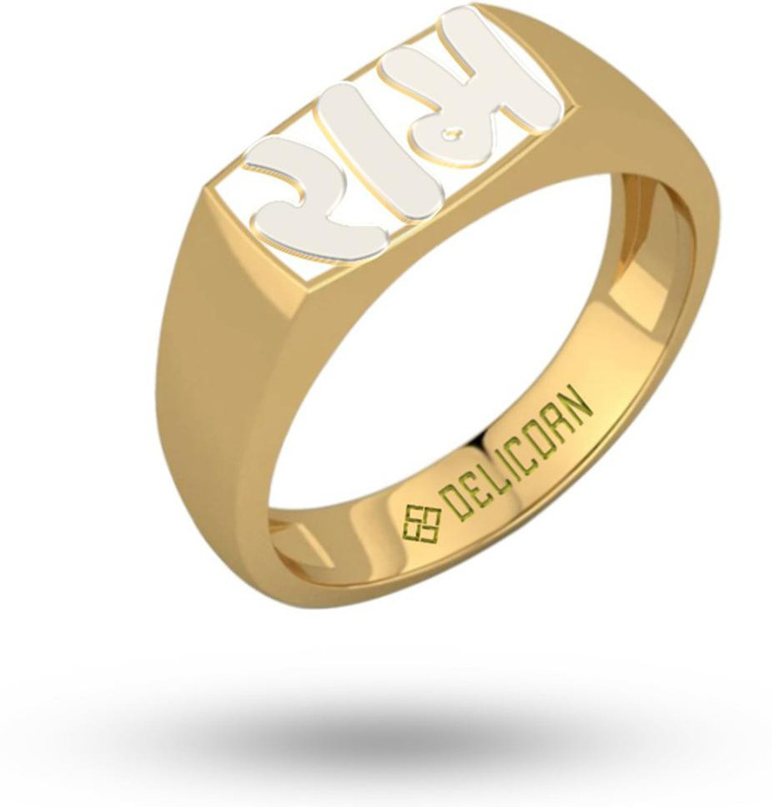 DELICORN Ashtadhatu Ram Name Ring For Men Women Alloy Gold