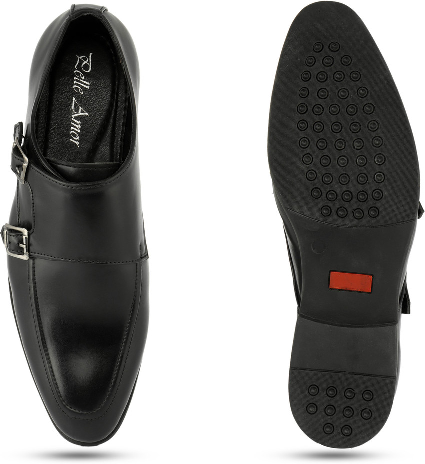 PELLE AMOR Pelle Amor BLACK Buckle Formal Shoes For Men Monk Strap For Men Buy PELLE AMOR Pelle Amor BLACK Buckle Formal Shoes For Men Monk Strap For Men Online at