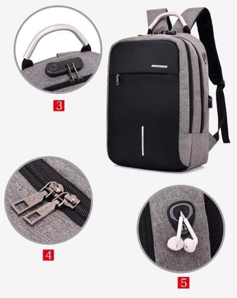 True Human Anti Theft Backpack with Combination Lock USB Charging