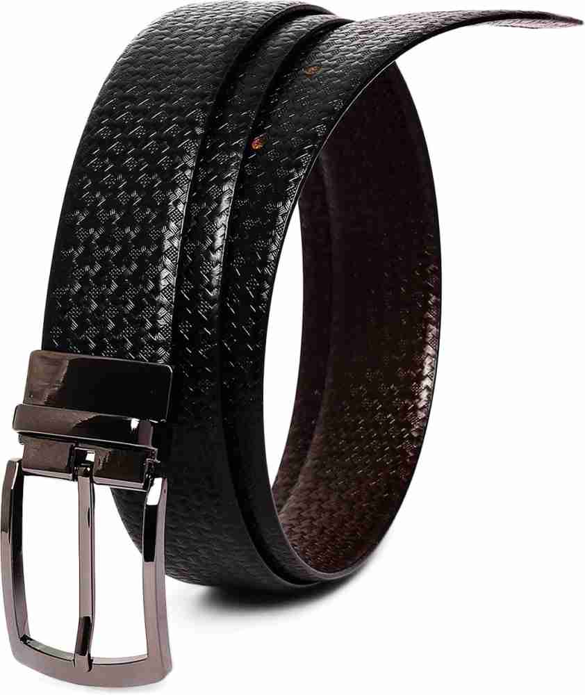 LOUIS STITCH Men's Reversible Italian Leather Belt with for Men 1.25 inch (35mm) Waist Strap Black Brown Belt with Chrome Buckle (MLCH)