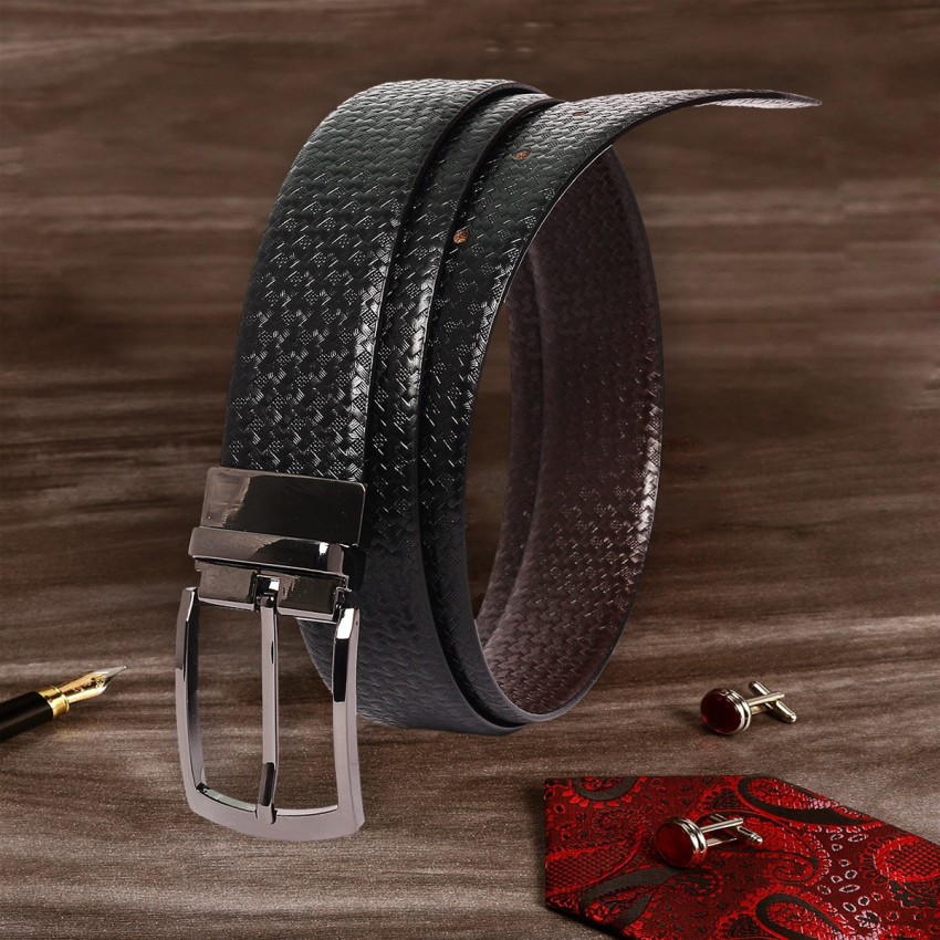LOUIS STITCH Men's Reversible Italian Leather belt for men 1.25 inch (35mm) Waist Strap Black Brown Belt (BESN)