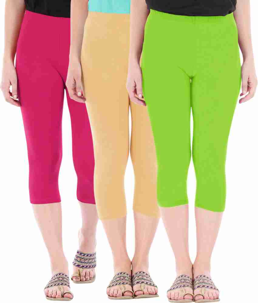 BEFLI Capri Leggings Women Pink, Brown, Green Capri - Buy BEFLI Capri  Leggings Women Pink, Brown, Green Capri Online at Best Prices in India