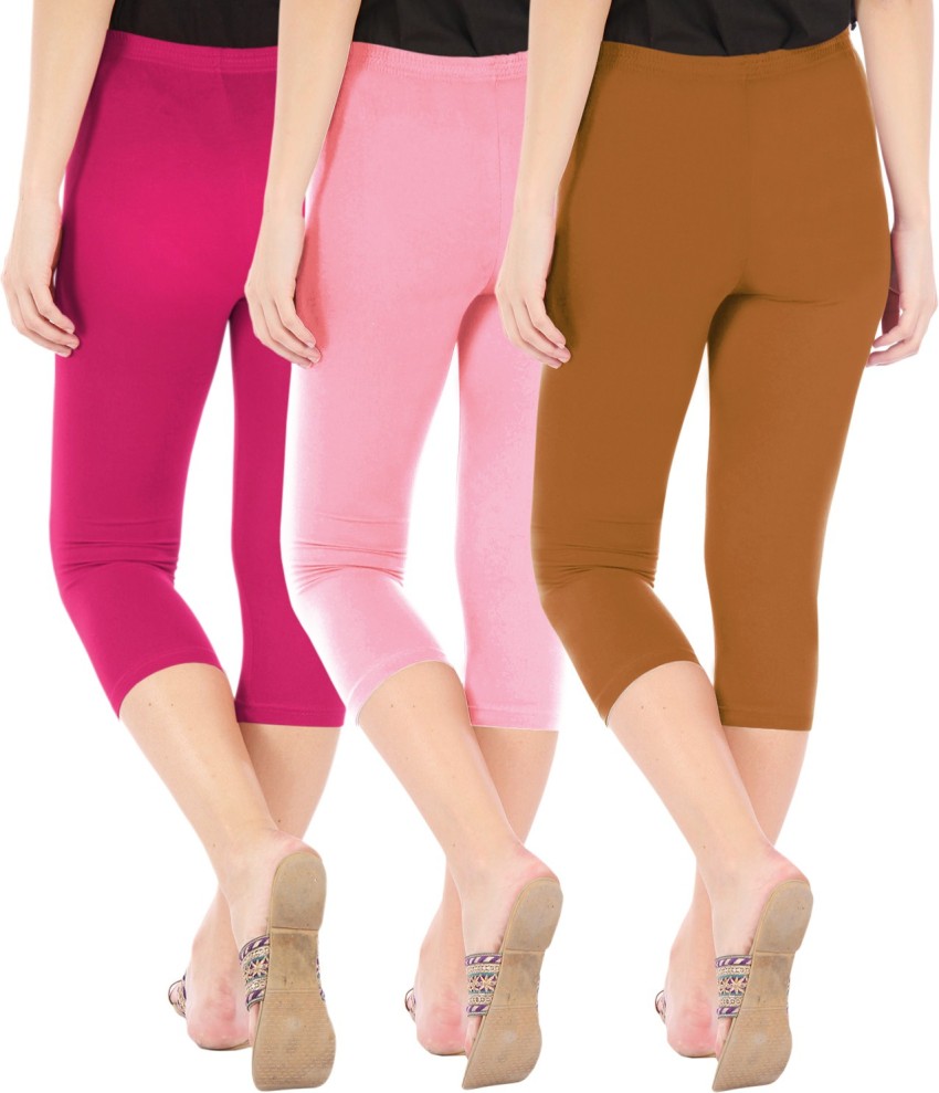 BEFLI Capri Leggings Women Pink, Pink, Brown Capri - Buy BEFLI Capri  Leggings Women Pink, Pink, Brown Capri Online at Best Prices in India