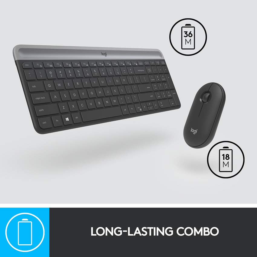 Logitech MK470 Slim Keyboard Mouse Combo Whisper Quiet Wireless