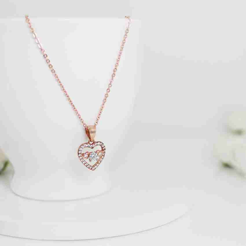 GIVA 925 Sterling Silver Anushka Sharma Rose Gold Heart Pendant with Link  Chain| Necklace to Gift Women & Girls | With Certificate of Authenticity  and