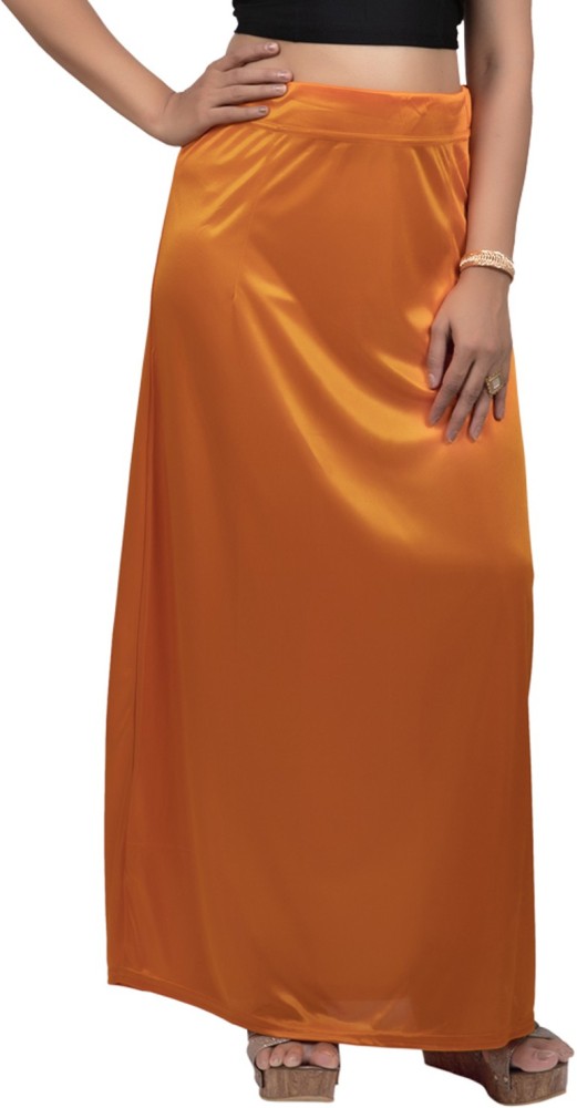 SCUBE DESIGNS Pleated Saree Shapewear Silhoutte Orange (L) Lycra