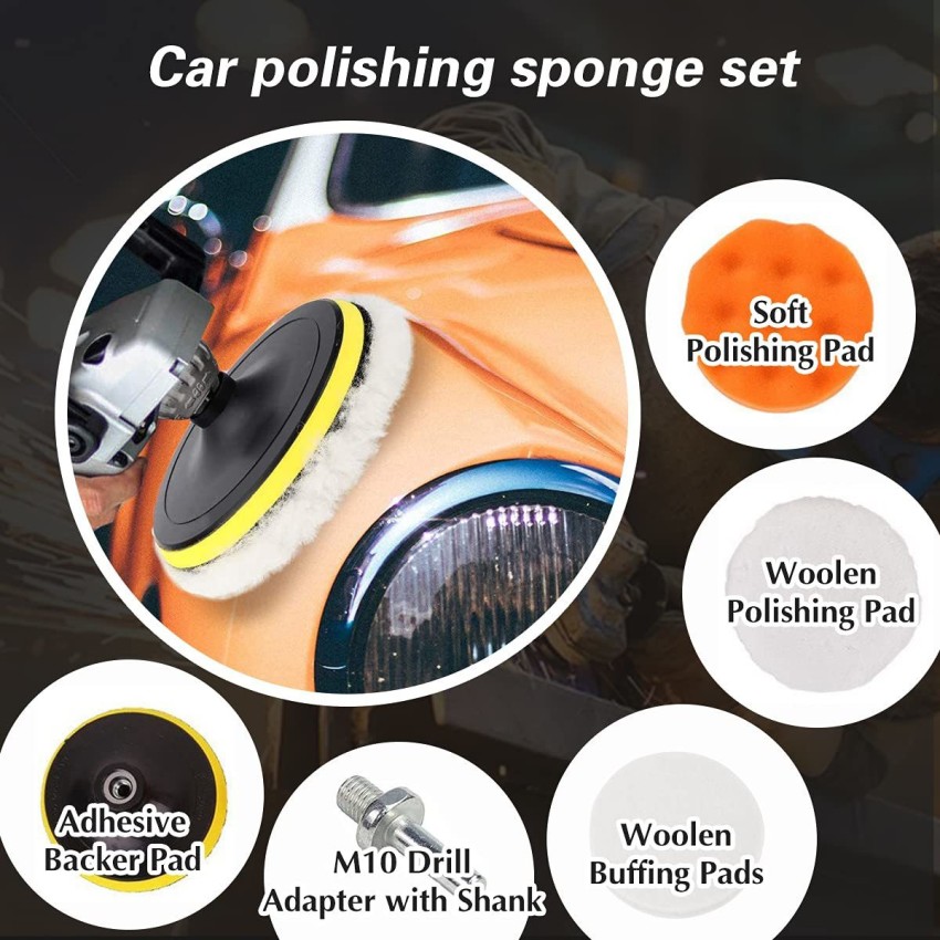 14Pcs 4Inch Car Buffing Pads Polishing Kit for Drill Sponge Waxing Foam  Polisher