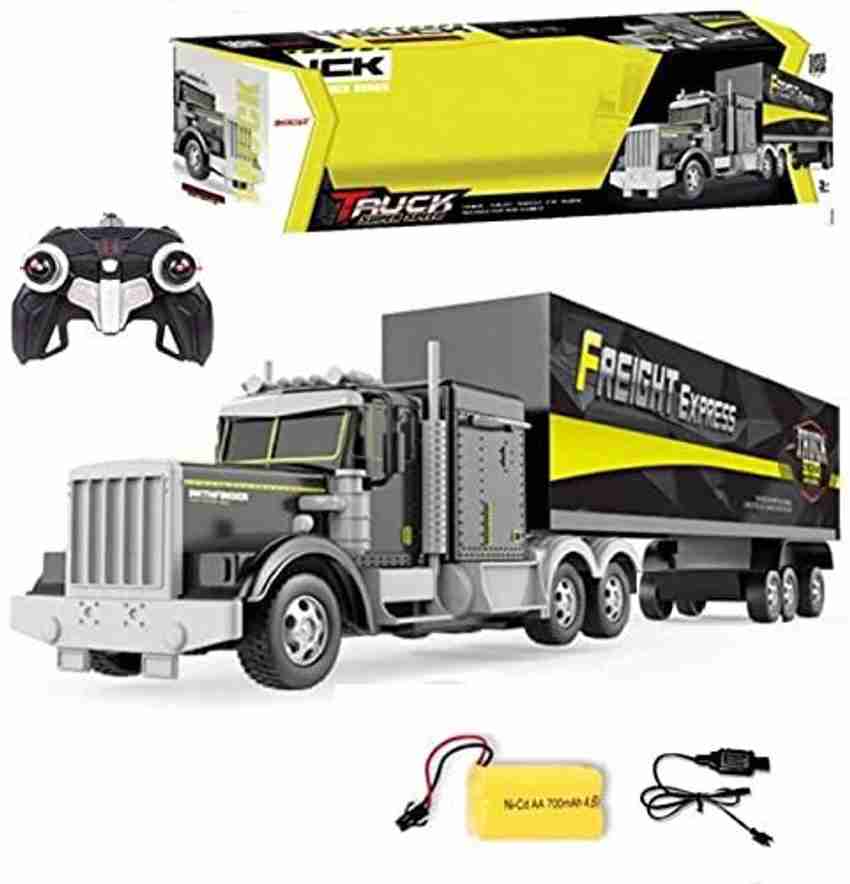 IndusBay RC Remote Control Freight Container Transport Logistic Truck 12 Wheels Over Sized 60 cm Length Remote Truck Toy Full Function 2.5Ghz 4 Channel Heavy Truck RC Truck Black