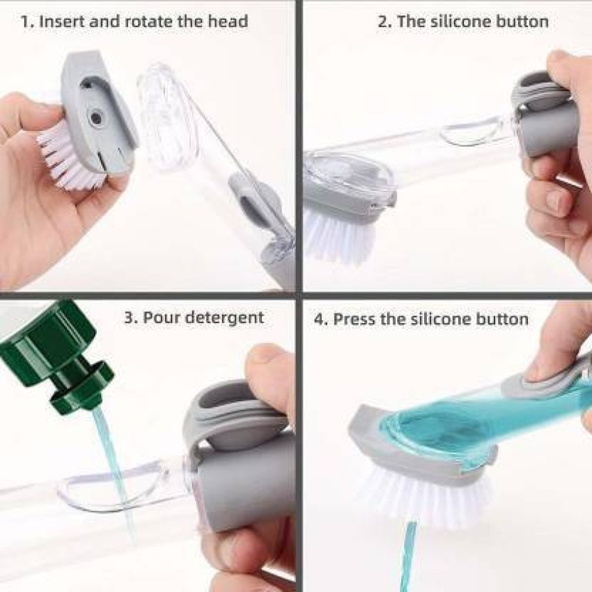 1pc Random Color Soap Dispensing Brush, Automatic Refillable Kitchen  Cleaning Brush For Dishwashing And Pot Scrubbing