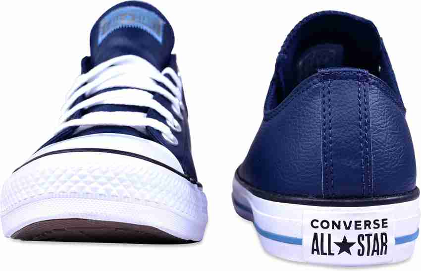 Navy blue leather converse discount
