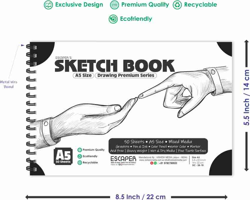 1pc Sketch Book, 5.5 x 8.5 Inches Sketchbook, 100 Sheets Top