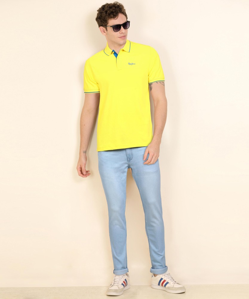 Pepe Jeans Solid Men Polo Neck Yellow T-Shirt - Buy Pepe Jeans