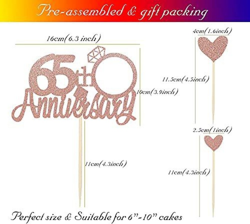 Amazon.com: Sumerk 65th Anniversary Cake Topper,13pcs Gold Glitter Cake  Toppers with Small Heart,Cake Decorations for 65th Wedding Anniversary  Celebration Party : Grocery & Gourmet Food