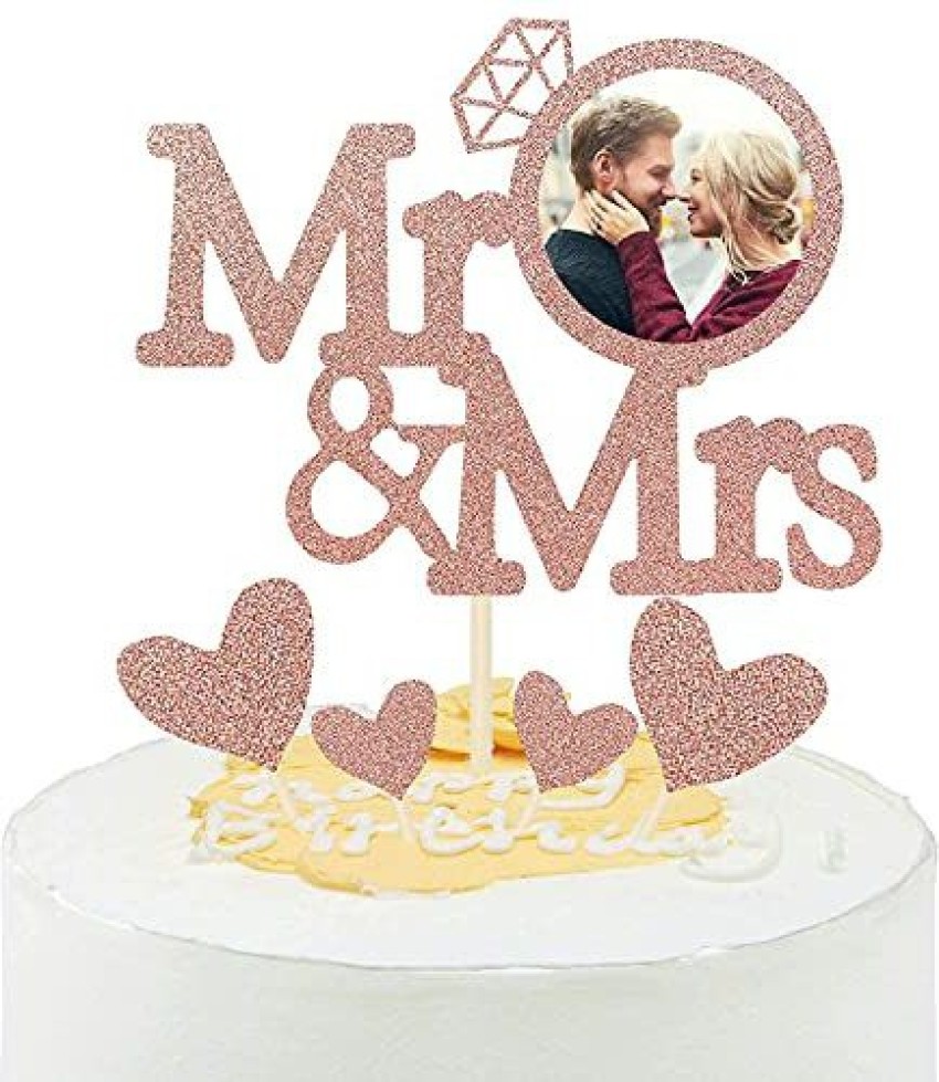 ZYOZI Rose Gold Glitter Mr and Mrs Wedding Cake Topper with