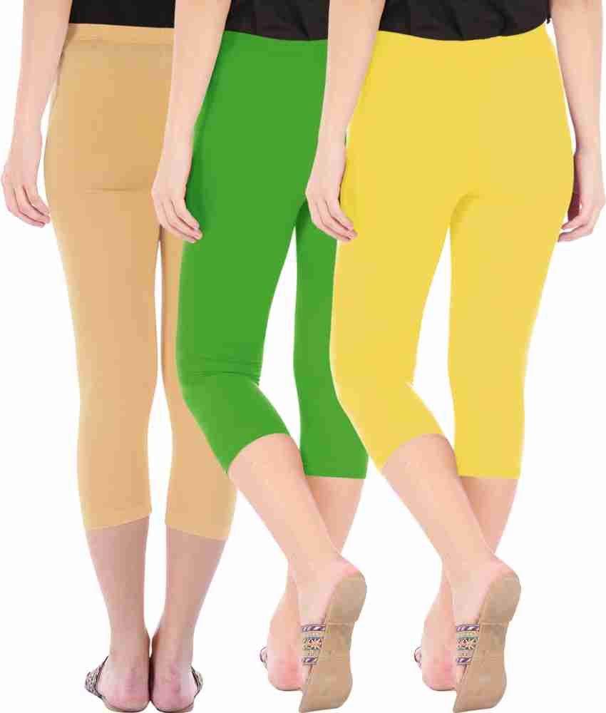 BEFLI Capri Leggings Women Brown, Green, Yellow Capri - Buy BEFLI Capri  Leggings Women Brown, Green, Yellow Capri Online at Best Prices in India