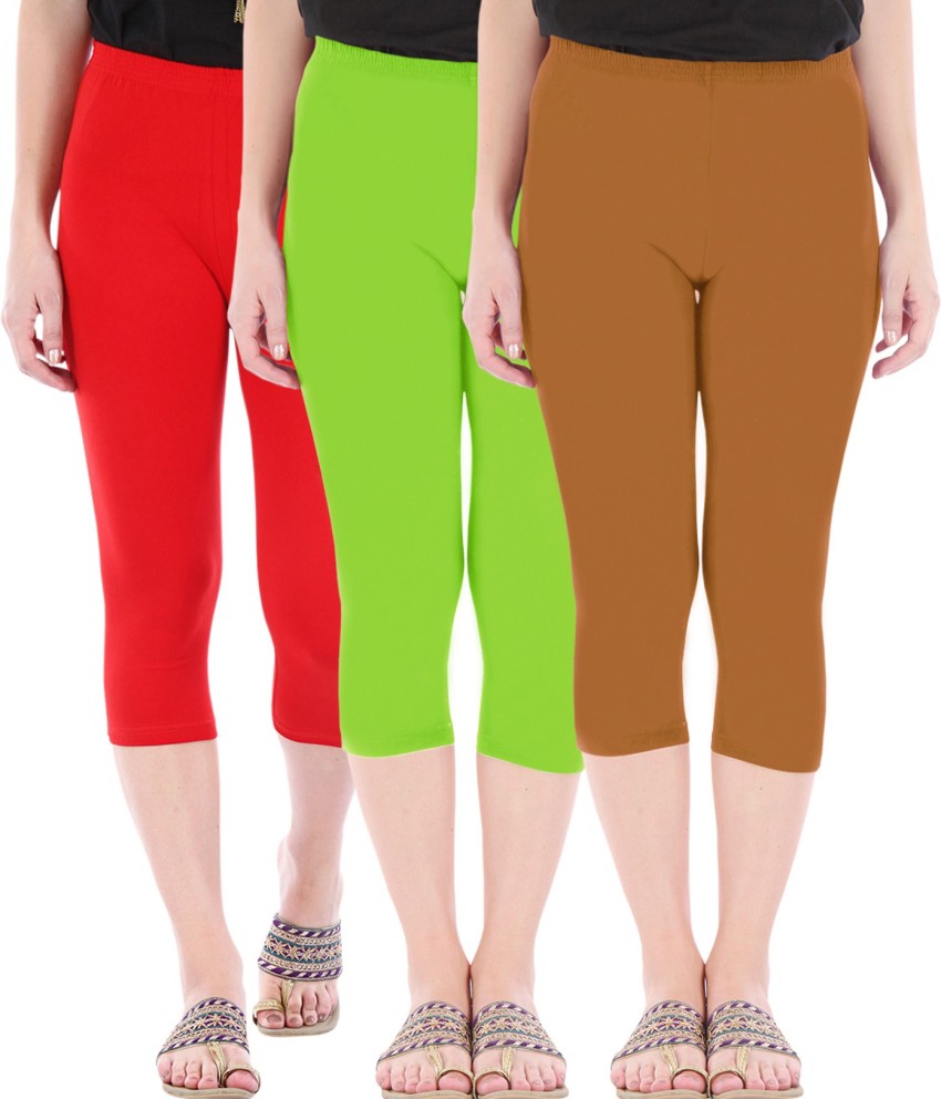 BEFLI Capri Leggings Women Red, Green, Brown Capri - Buy BEFLI Capri  Leggings Women Red, Green, Brown Capri Online at Best Prices in India