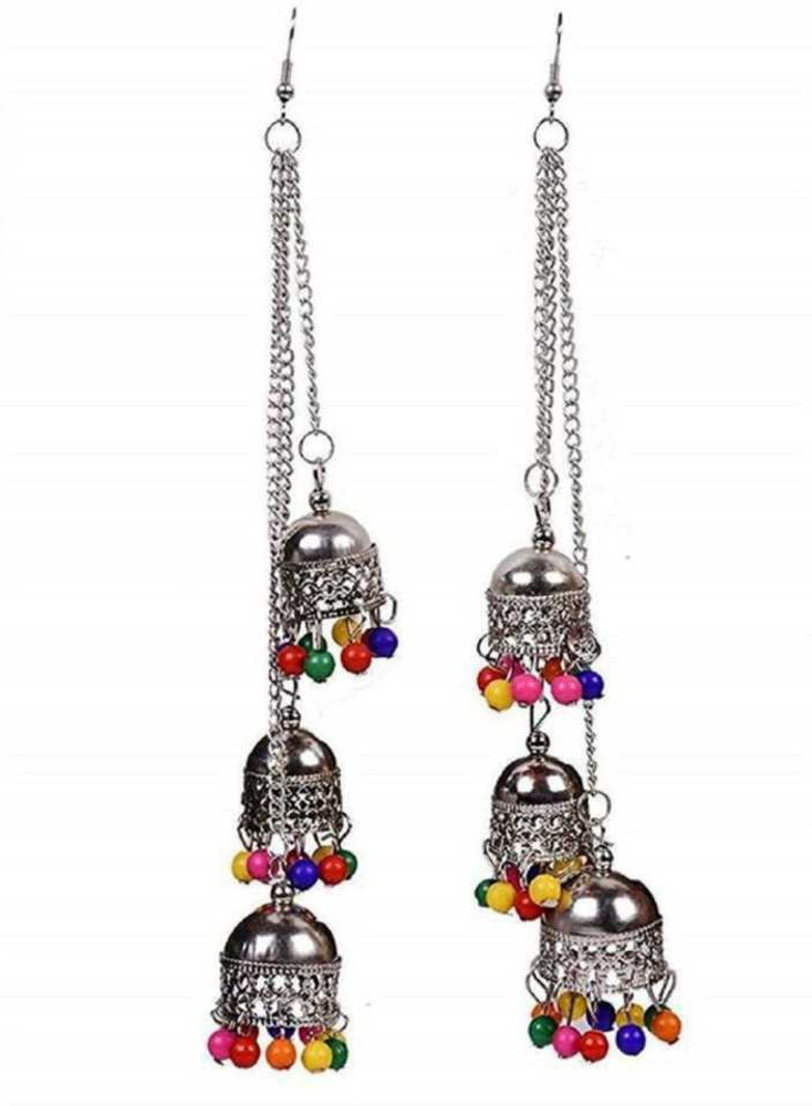 Silver kashmiri jhumka earrings best sale
