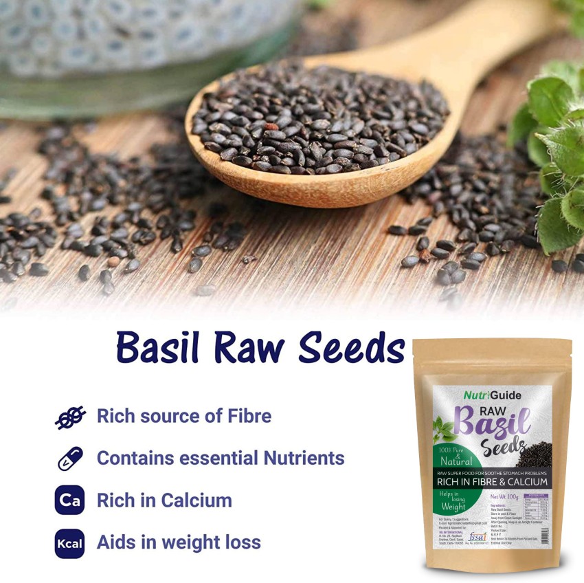 Nutri Guide Basil Seeds Raw Seed Tukmariya Sabja Bapji Seed